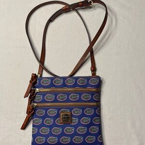 Dooney & Bourke UF gators Crossbody Bag with Brown 24” leather strap.